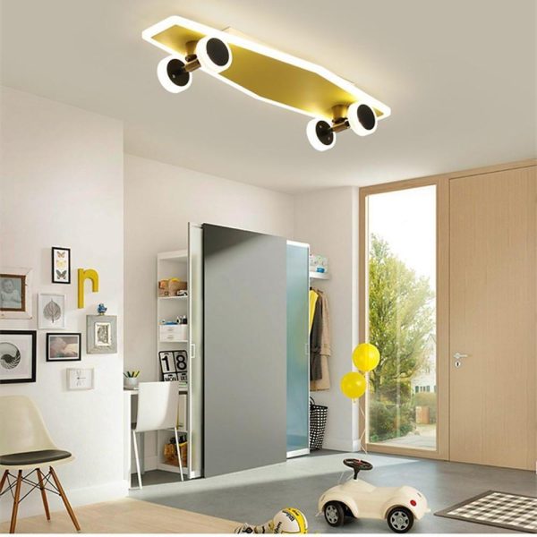 Cartoon Skateboard-shaped Dimmable LED Gold Modern Ceiling Lights - Image 3