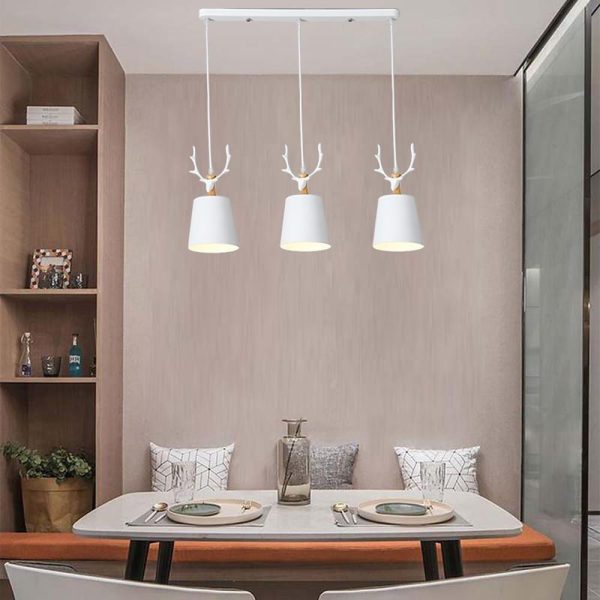 3 Light Antler Design LED Country Chandeliers Hanging Ceiling Lights - Image 2