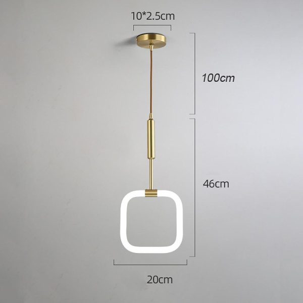 Rounded Square Pendant Light Copper Acrylic Geometrical LED Kitchen Lighting - Image 6