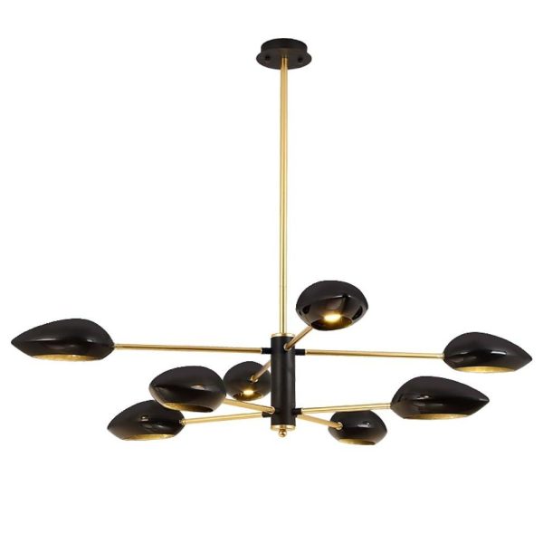 Artistic Black Farmhouse Chandelier with 8 LED Downlight Angled Lights - Image 2