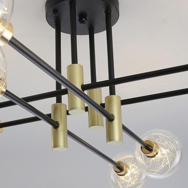 8-light Electroplated Metal Glass LED Modern Flush Mount Lighting - Image 5