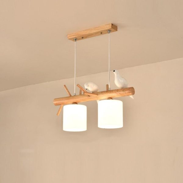 Rustic Island Kitchen Pendant Lighting Wood Bamboo Glass Pendant Lighting - Image 6