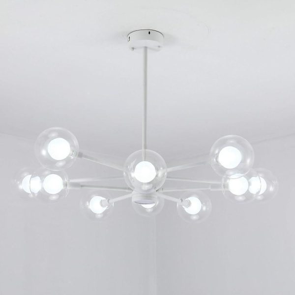 10-light Glass LED White Contemporary Chandeliers Hanging Lamp Pendant Light - Image 4