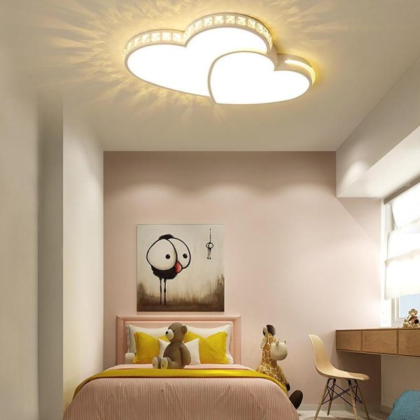 Two Heart Shaped Flush Mount Ceiling Light Dimmable Lamp 1 Bulb - Image 3