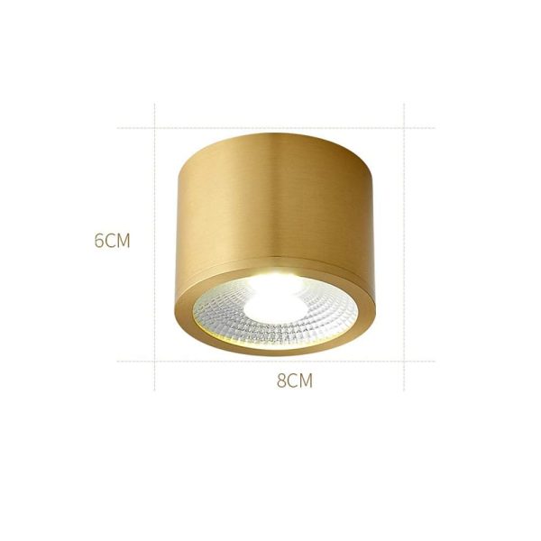 Cylindrical Copper Brass LED Modern Ceiling Light Flush Mount Lighting - Image 6