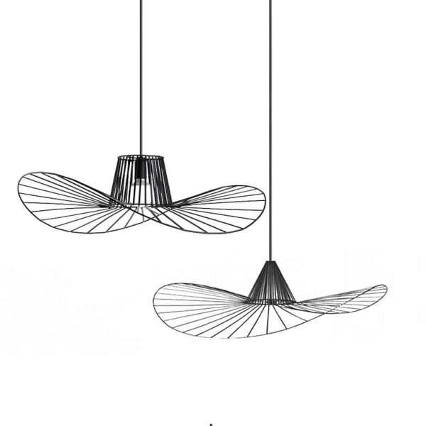 Hat Shaped Metal Linear LED Black Modern Pendant Light Hanging Lamp - Image 10