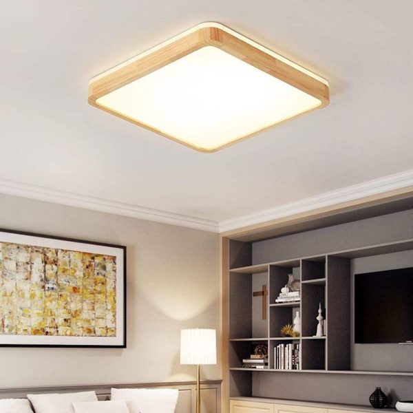Circular Kitchen Flush Mount Lighting Bamboo Acrylic LED Living Room Ceiling Lights - Image 4