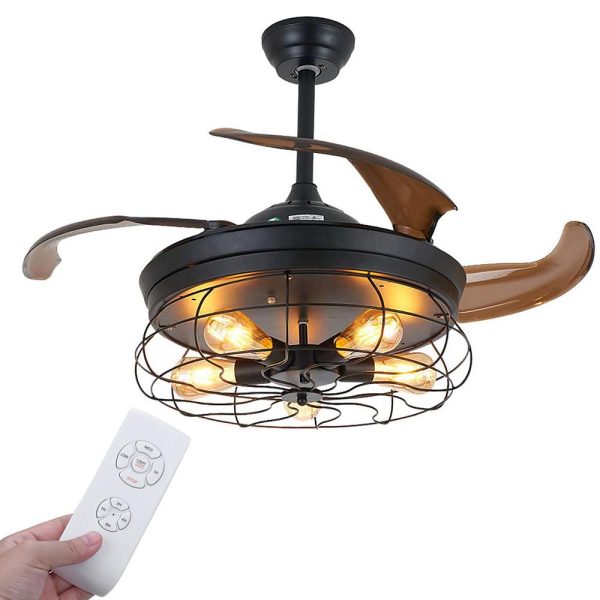 3 Bladed Farmhouse Retractable Ceiling Fan with Light - Image 5