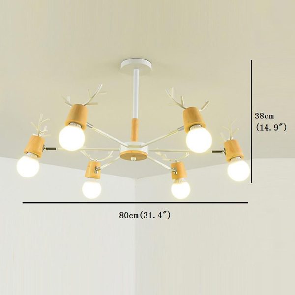 6-light Antlers-shaped LED Nordic Chandeliers Ceiling Lights Hanging Lamp - Image 4