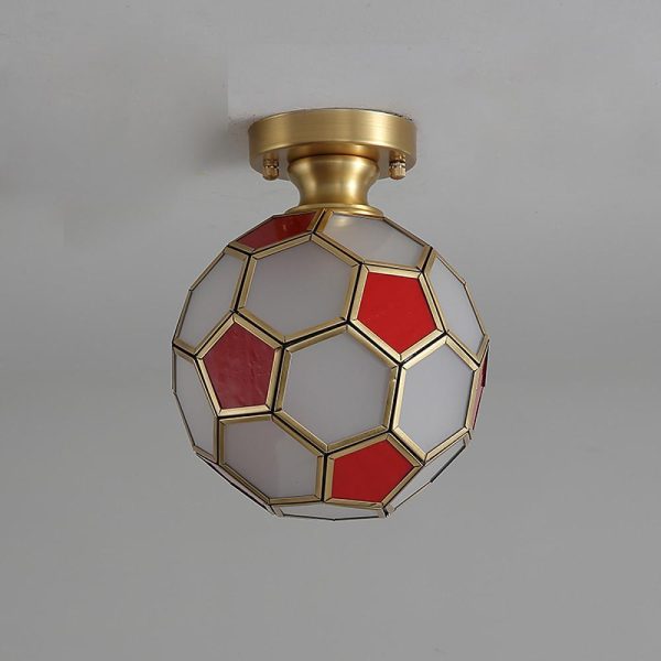 Football Electroplated Copper Glass LED Modern Ceiling Lights Flush Mount Lighting - Image 7