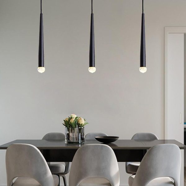 Slim Cylinder Electroplated Metal Crystal LED Nordic Pendant Light Hanging Lamp - Image 2