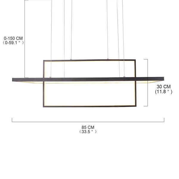 2 Rectangular LED Black Modern Pendant Lighting Hanging Ceiling Lights - Image 10