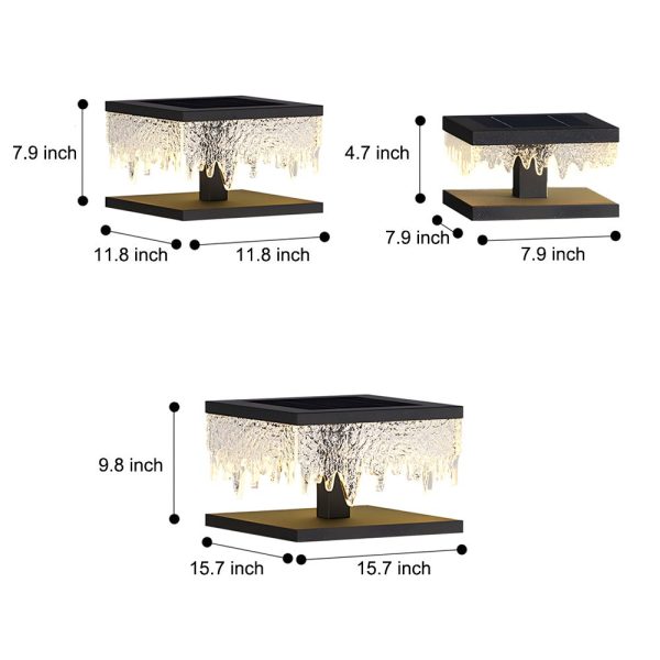Waterproof Square Creative LED Black Modern Solar Fence Post Lights - Image 8