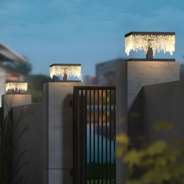 Waterproof Square Creative LED Black Modern Solar Fence Post Lights - Image 4