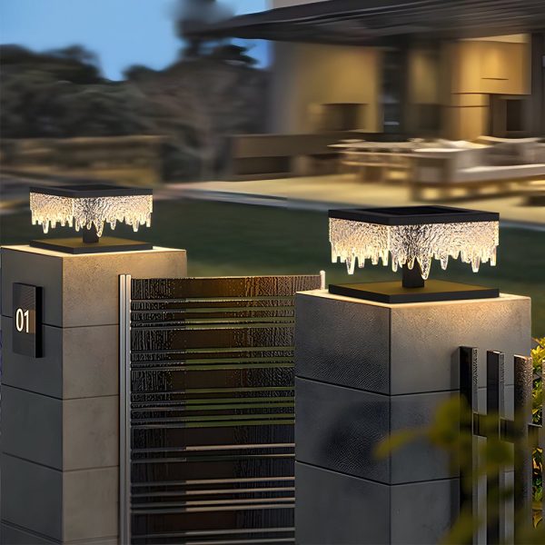 Waterproof Square Creative LED Black Modern Solar Fence Post Lights - Image 5