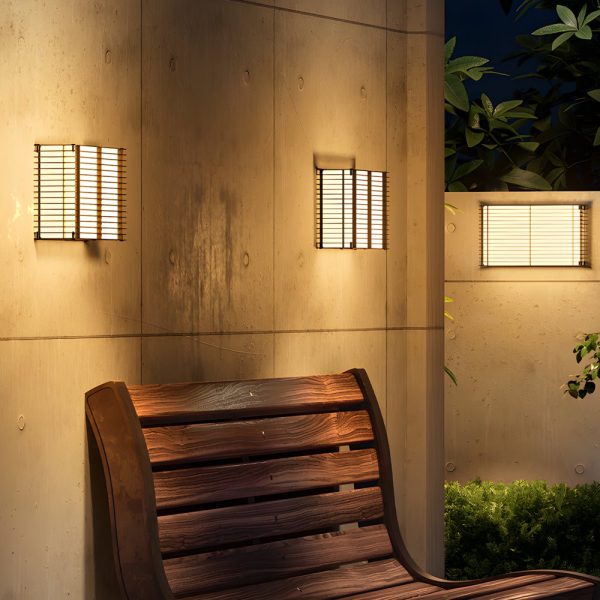 Waterproof Square Grids Stainless Steel Black Modern Solar Wall Lights - Image 3