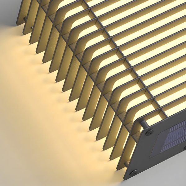 Waterproof Square Grids Stainless Steel Black Modern Solar Wall Lights - Image 4