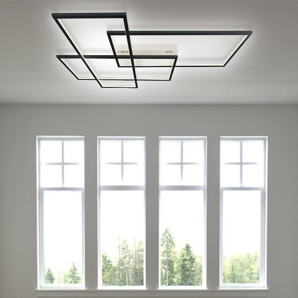 Rectangular Hybrid Modern Flush Mount Ceiling Light With 1 Central LED Light - Image 4