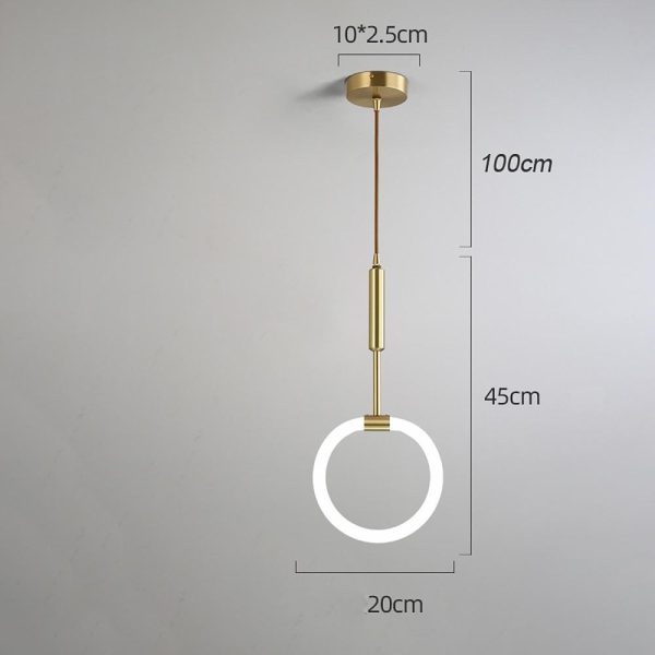 Circle LED Gold Modern Pendant Light Hanging Lamp Island Lights Chandelier - Image 2