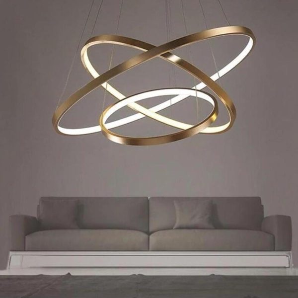 3 Ring Intterweaved Circle Design Pendant Lighting Aluminum Acrylic LED Ceiling Light - Image 13