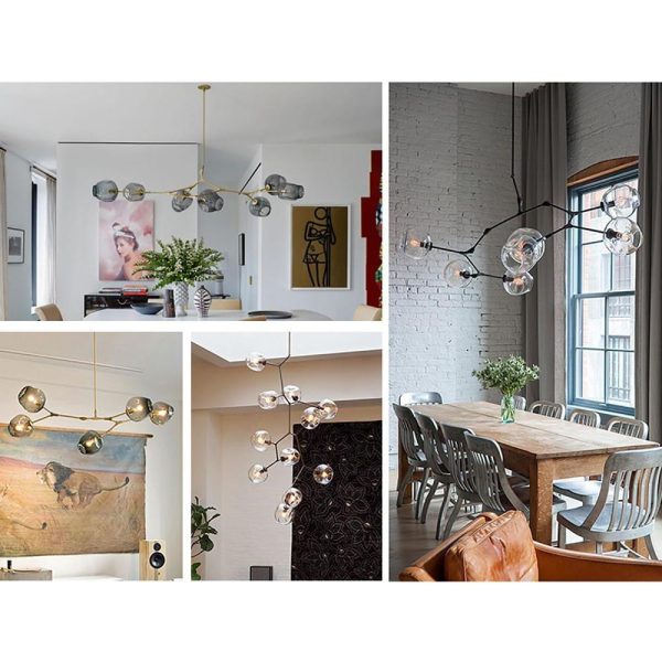 Globe Sputnik Industrial Glass Chandelier Modern Lighting with Customizable Color Shades - Image 17