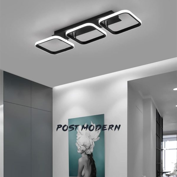 3 Square LED Black Modern Ceiling Lights Hanging Light Chandelier Ceiling Lamp - Image 5