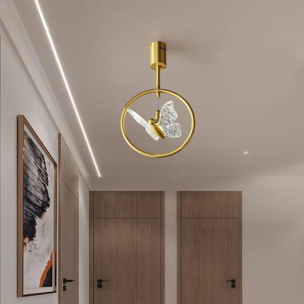 Butterfly Ring LED Nordic Ceiling Light Semi Flush Mount Ceiling Light with Acrylic Lampshade - Image 4