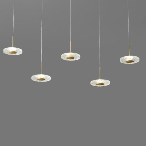 Circular Acrylic Copper LED Gold Nordic Pendant Lighting Hanging Ceiling Lights - Image 5