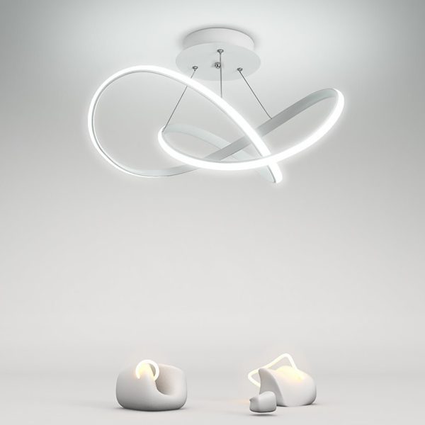 White Flush Mount Ceiling Light Cord Ribbon Adjustable Dimmable Light - Image 2