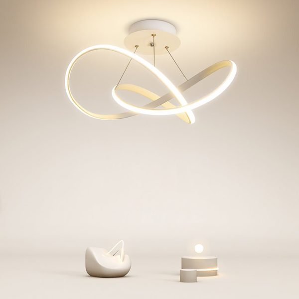White Flush Mount Ceiling Light Cord Ribbon Adjustable Dimmable Light - Image 3