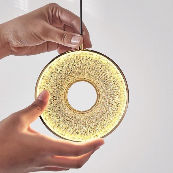 Circle Shaped Electroplated Acrylic Metal LED Modern Pendant Lighting - Image 6
