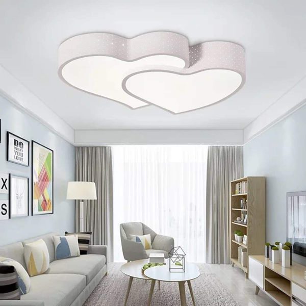 Heart Shaped Painted Metal Flush Mount Ceiling Light With Dimmable Ambient LED Light - Image 3