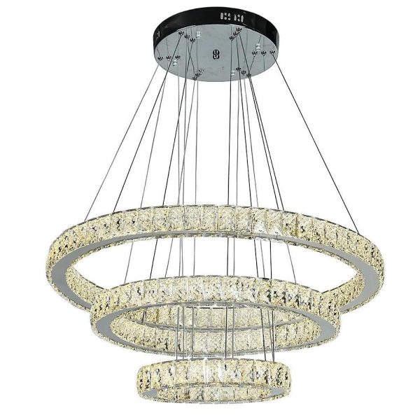 Modern 3 Tiers Circles Suspended Chandelier with Crystal Accents - Image 7