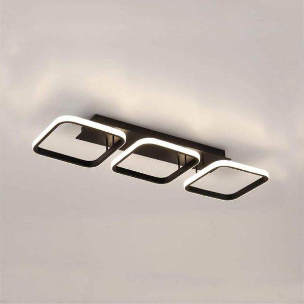 3 Square LED Black Modern Ceiling Lights Hanging Light Chandelier Ceiling Lamp - Image 6
