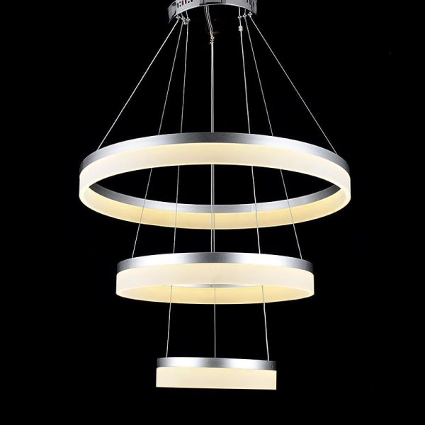24'' Easily Adjustable 3 Authoritative Ring Classic Vintage Metal Acrylic Chandelier With 1 LED Light - Image 5