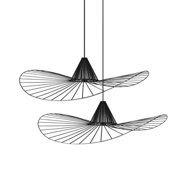 Hat Shaped Metal Linear LED Black Modern Pendant Light Hanging Lamp - Image 11