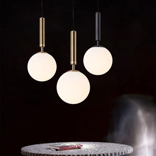 Globe Shaped Electroplated Glass Metal LED Artistic Pendant Lights - Image 3
