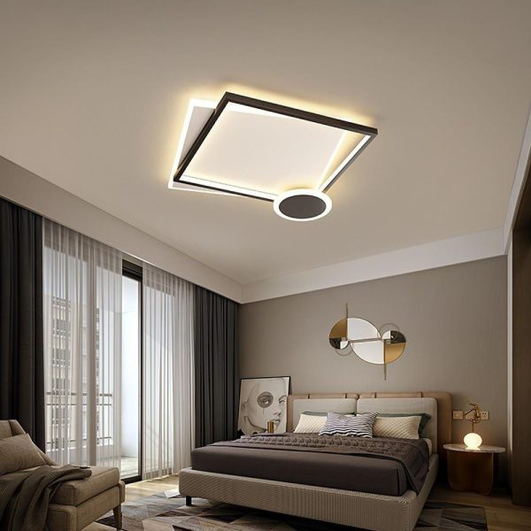 Squares Circle Metal Offset Flush Mount Light LED Bedroom Ceiling Lights - Image 3