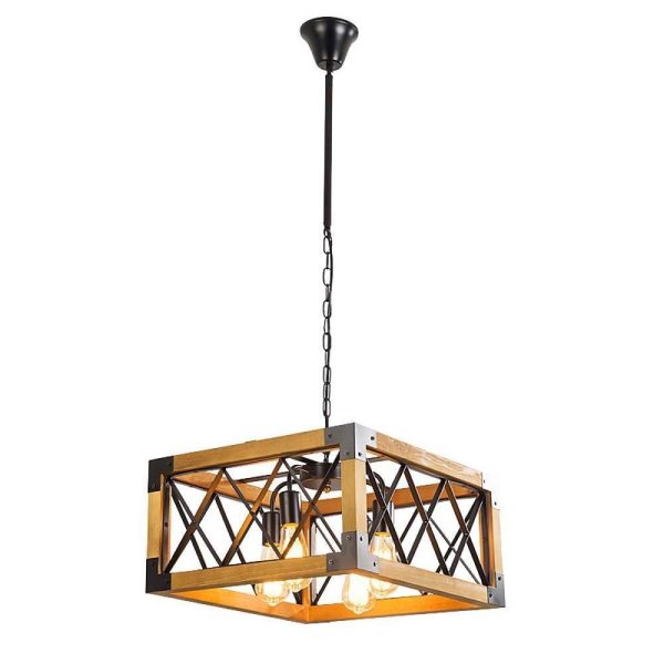 Rustic Industrial Linear Chandelier for Dining Rooms Farmhouse Rectangular/Square Light Fixture - Image 11