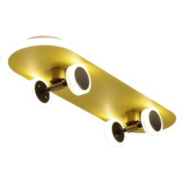 Cartoon Skateboard-shaped Dimmable LED Gold Modern Ceiling Lights - Image 10