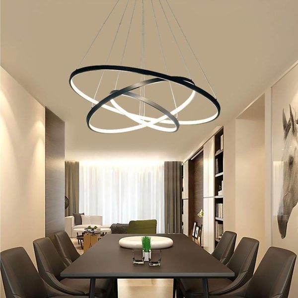 3 Ring Intterweaved Circle Design Pendant Lighting Aluminum Acrylic LED Ceiling Light - Image 8