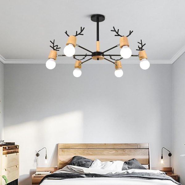 6-light Antlers-shaped LED Nordic Chandeliers Ceiling Lights Hanging Lamp - Image 3