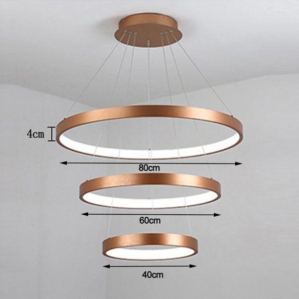 Acrylic Bronze 3-Tier Ring Chandelier Dimmable LED, 59" Adjustable Pendant Lights - Image 7