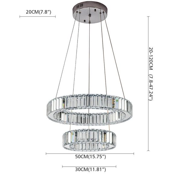 2-ring Regular Shape Steel Crystal LED Chandelier - Image 3