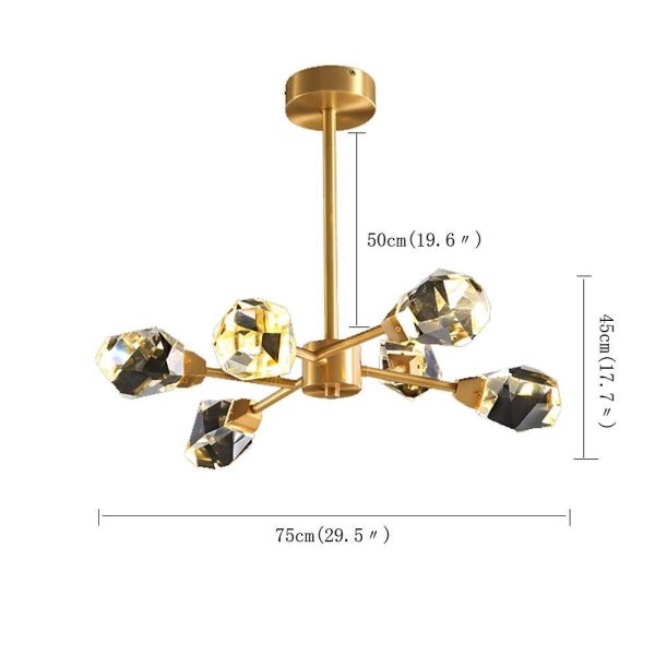 6-light Electroplated Crystal LED Nordic Chandeliers Hanging Ceiling Lights - Image 4