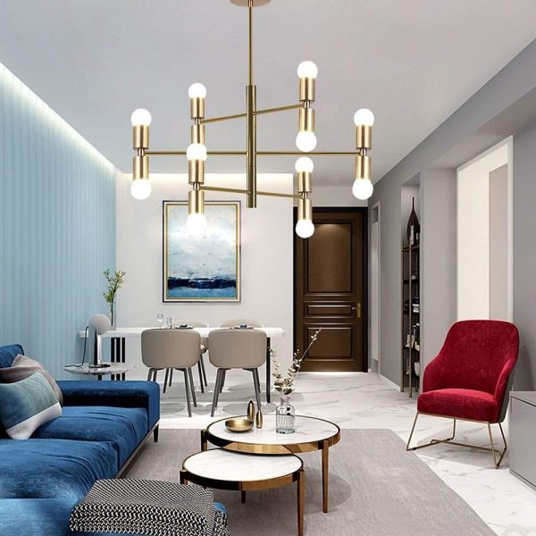 6 Lights LED Modern Sputnik Chandelier Pendant Light Hanging Lamp - Image 4