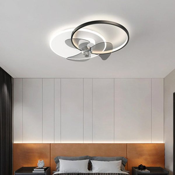 24'' LED Circle Flush Mount Ceiling Fan Bedroom Ceiling Fan Lights Dimmable with Remote Control - Image 4