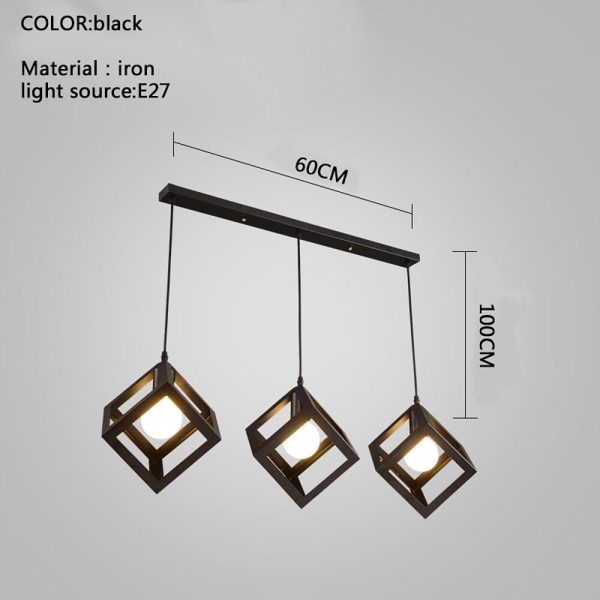 Geometric LED Adjustable Black Vintage Pendant Lighting Chandelier - Image 4
