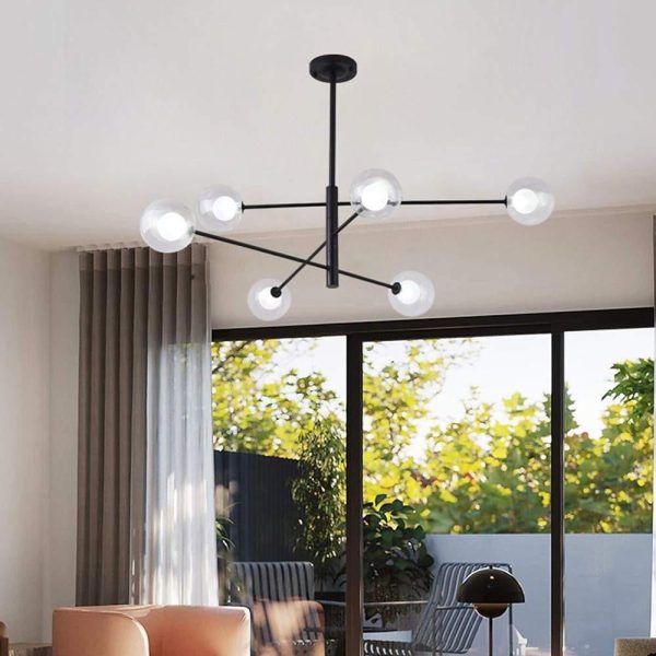 Linear Sputnik Chandelier Black Living Room Chandelier Ceiling Lights - Image 2