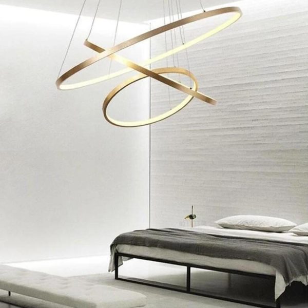 3 Ring Intterweaved Circle Design Pendant Lighting Aluminum Acrylic LED Ceiling Light - Image 11